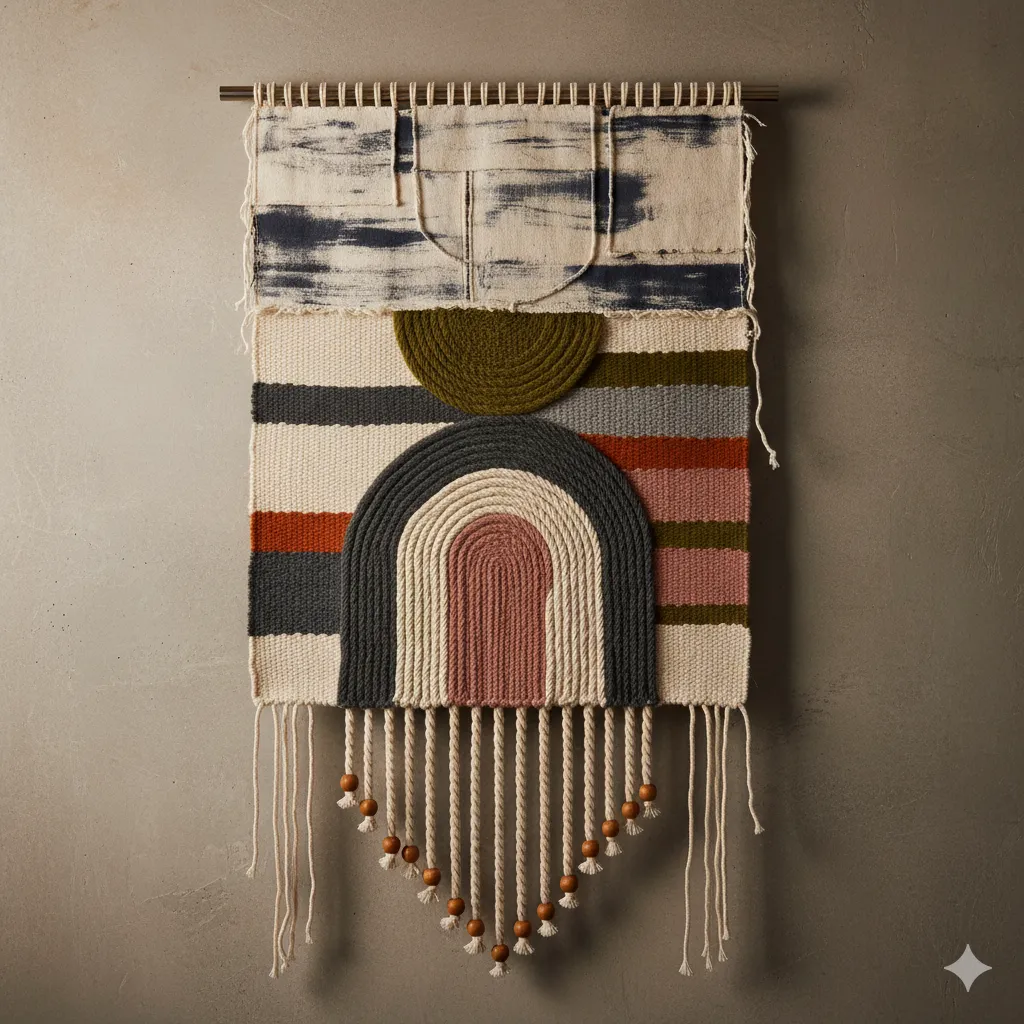 Modern textile wall hanging